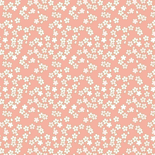 seamless pink and golden cherry blossom flower pattern background.