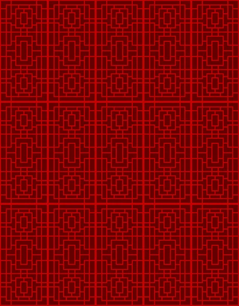 Nahtlose chinesische Fenster Tracery quadratische Geometrie Linie Muster Hintergrund. — Stockvektor