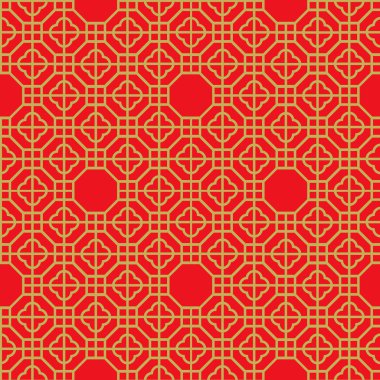 Sorunsuz vintage Çin pencere altın çokgen geometrisi kontrol desen arka plan.