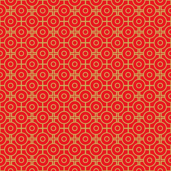 Золотой бесшовный винтажный китайский окно tracery круглый и квадратный фон узор . — стоковый вектор