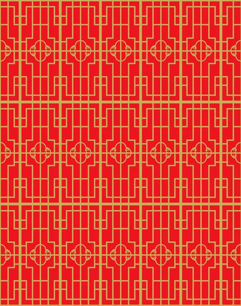 Zlatá bezešvé ročník čínské okno síťovou čtvercová geometrie vzorku pozadí. — Stockový vektor