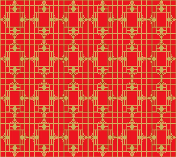 Zlatá bezešvé Vintage čínský styl okno síťovou geometrie vzorku pozadí. — Stockový vektor