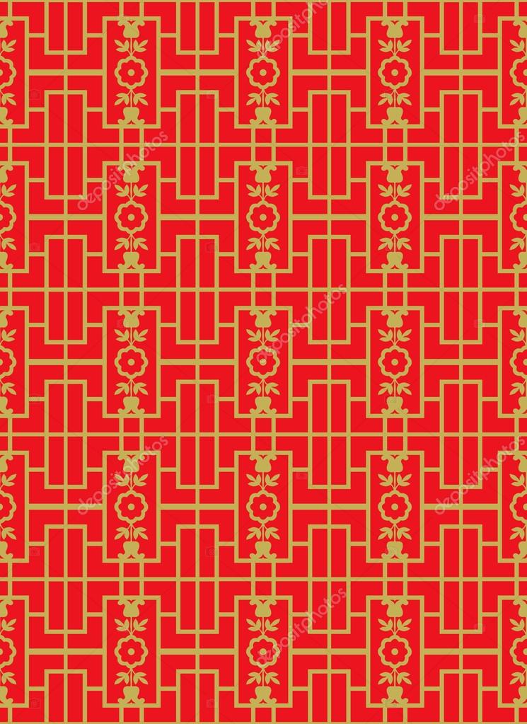 Golden Seamless Vintage Chinese Style Window Tracery Square Flower Line Pattern Background Vector Image By C Kusabi Vector Stock