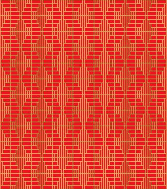 Altın sorunsuz Vintage Çin pencere oyma kare geometri desen arka plan stil.