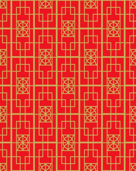 Zlatá bezešvé Vintage čínský styl okna síťovou čtvercová geometrie vzorku pozadí. — Stockový vektor