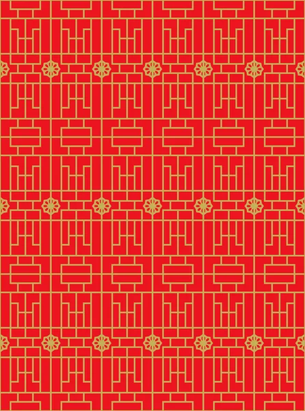 Ouro sem costura estilo chinês vintage janela tracery quadrado geometria padrão fundo . — Vetor de Stock