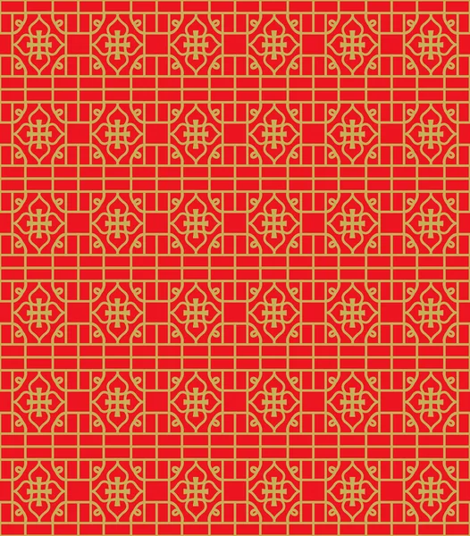 Goldene nahtlose chinesische Fenster Tracery Linie Muster Hintergrund. — Stockvektor