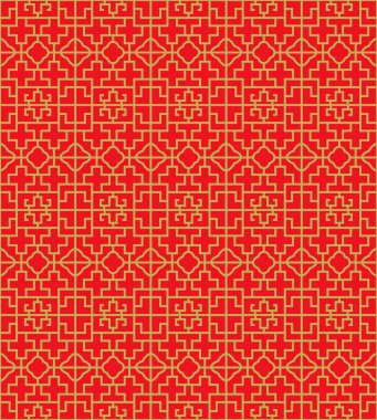 Golden seamless Chinese window tracery cross square pattern background.