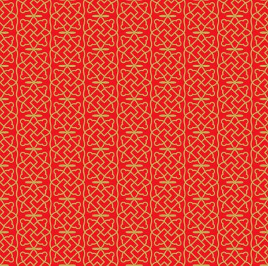 Golden seamless Chinese window tracery spiral square geometry pattern background.