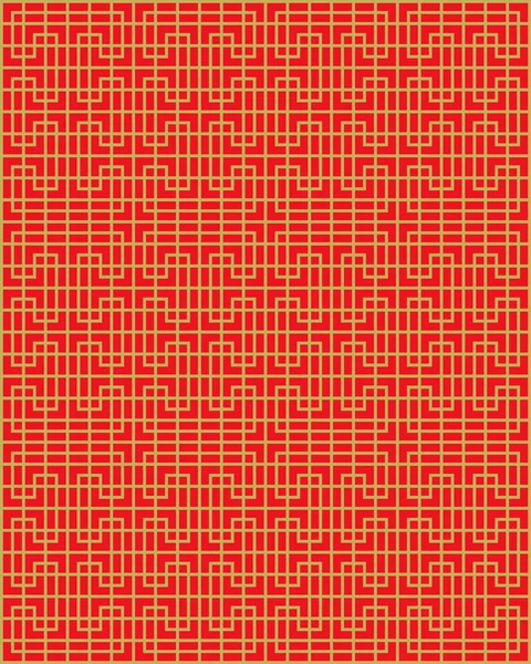 Golden seamless Chinese window tracery lattice geometry line pattern background. — Stockový vektor