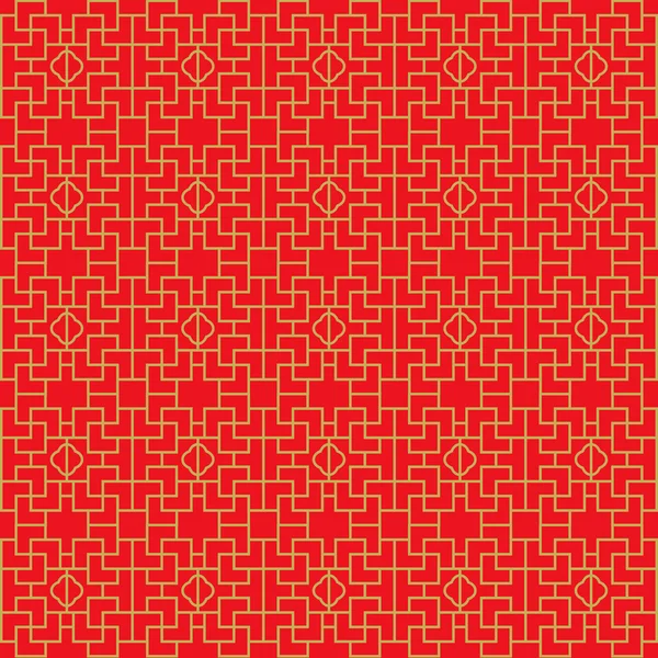 Golden seamless Chinese window tracery lattice geometry pattern background. — Stockový vektor