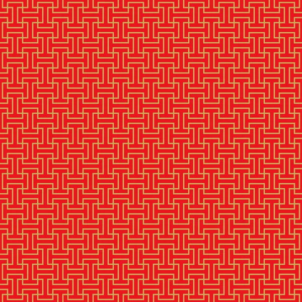 Zlatý bezešvé čínský svaz křížový zámek geometrie linie vzorek pozadí. — Stockový vektor