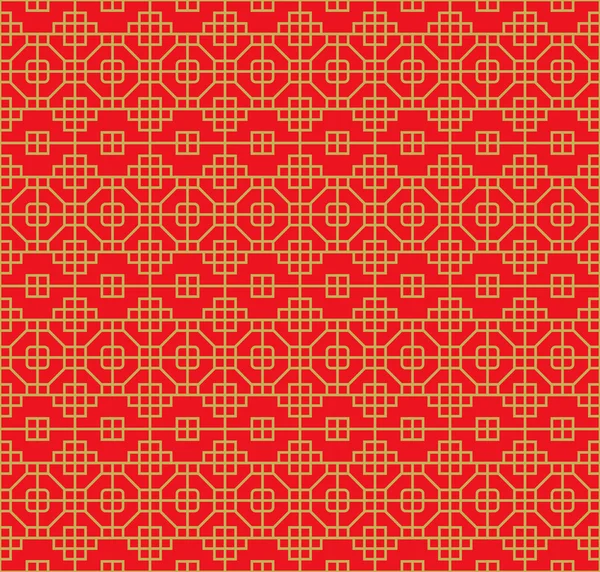 Oro inconsútil estilo chino red cuadrada octágono geometría patrón fondo . — Vector de stock