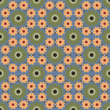 Vintage zarif çiçek geometri şekil desen sorunsuz arka plan görüntüsü.