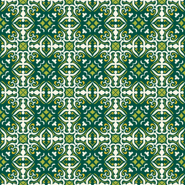 Image de fond sans couture de motif kaléidoscope de vigne feuille verte vintage . — Image vectorielle