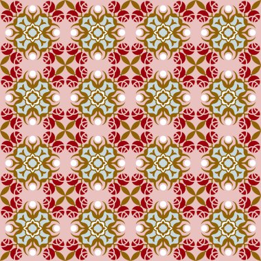 Vintage gül çiçek geometri kaleydoskop deseni sorunsuz arka plan görüntüsü.