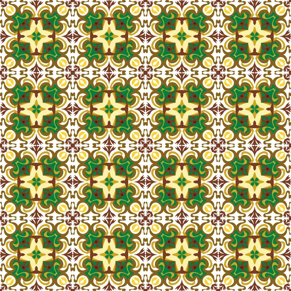 Image de fond sans couture de motif kaléidoscope rond brun-vert vintage . — Image vectorielle