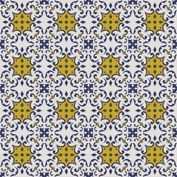 Image de fond sans couture de motif kaléidoscope bleu vert jaune vintage . — Image vectorielle