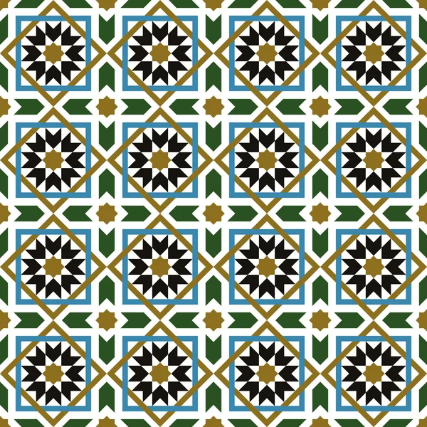 Бесшовное фоновое изображение винтажного креста квадратного ислама геометрии звезды . — стоковый вектор