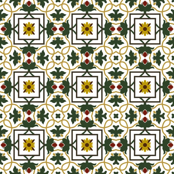 Image de fond sans couture de motif kaléidoscope de fleur de vigne verte vintage . — Image vectorielle