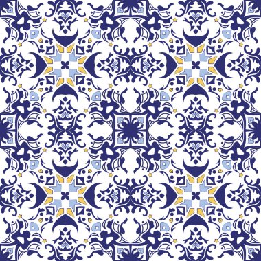 Vintage mavi tonu geometri kaleydoskop desen sorunsuz arka plan görüntüsü.