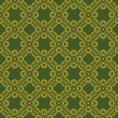 Sorunsuz arka plan görüntüsü vintage yeşil altın Şerit'in çapraz çiçek geometri deseni.