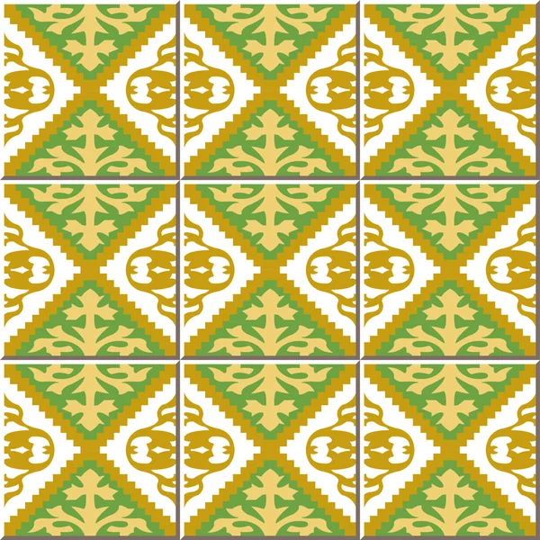 Vintage seamless wall tiles of jagged diamond check. Moroccan, Portuguese. — Stock Vector