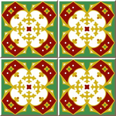 Vintage seamless wall tiles of royal cross kaleidoscope. Moroccan, Portuguese.