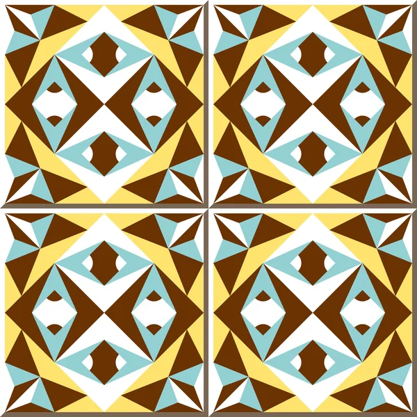 Винтажные бесшовные плитки стен звездного треугольника калейдоскопа. Moroccan, Португальский . — стоковый вектор