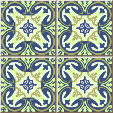 Vintage seamless wall tiles of round geometry kaleidoscope, Moroccan, Portuguese.