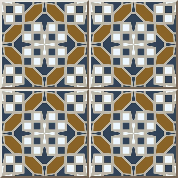 Vintage seamless wall tiles of square cross, Moroccan, Portuguese. — Stockový vektor