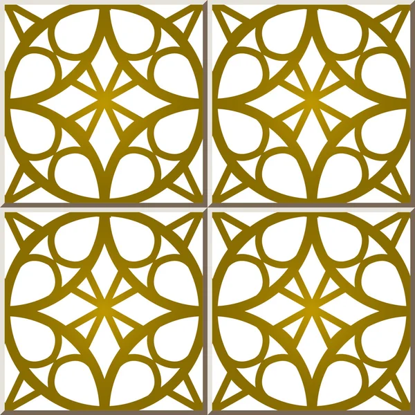 Carreaux muraux vintage sans couture de cadre rond doré, Marocain, Portugais . — Image vectorielle