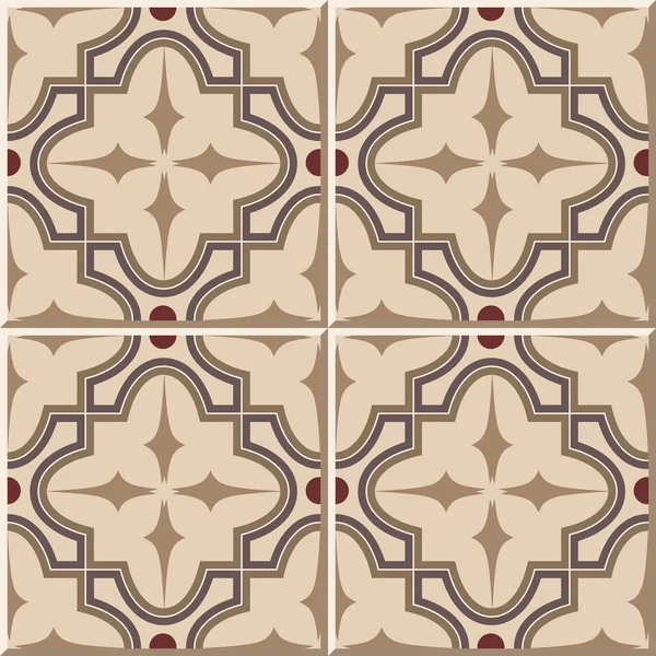 Vintage seamless wall tiles of cross round square, Moroccan, Portuguese. — Stock Vector