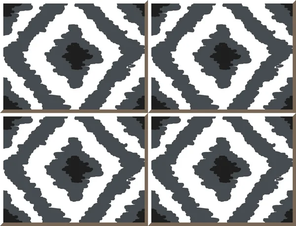 Vintage seamless wall tiles of hand drawn grey check geometry, Moroccan, Portuguese. — Stok Vektör