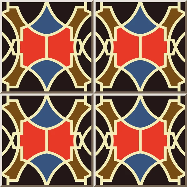 Vintage seamless wall tiles of oval round geometry, Moroccan, Portuguese. — Stockvector