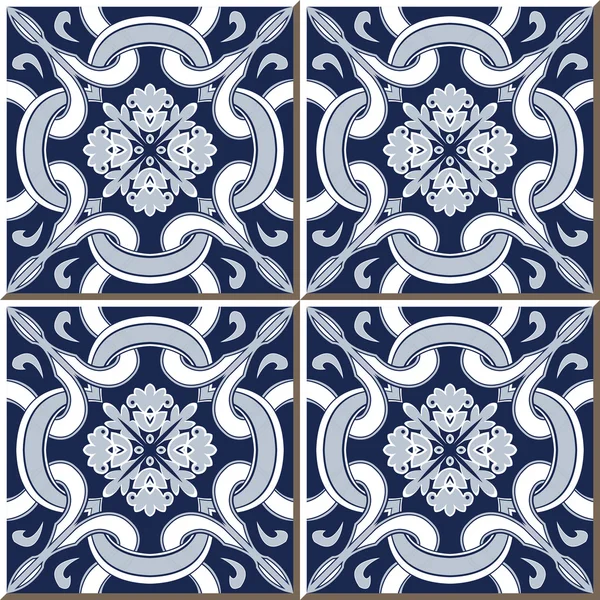 Vintage seamless wall tiles of cross curve kaleidoscope flower, Moroccan, Portuguese.
