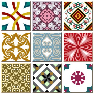 Vintage retro ceramic tile pattern set collection 006