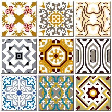 Vintage retro ceramic tile pattern set collection 008