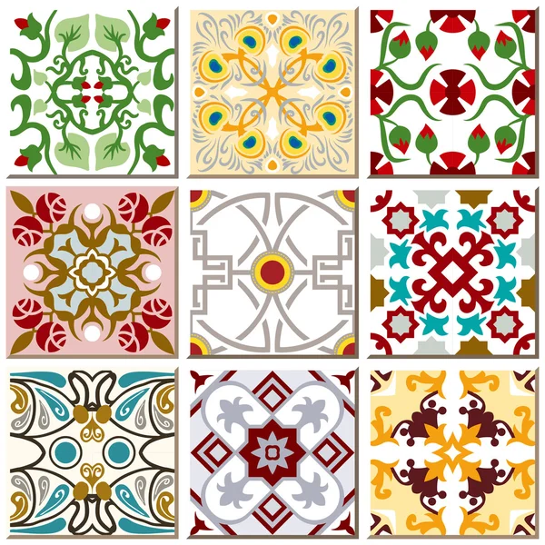 Vintage retro ceramic tile pattern set collection 009 — Διανυσματικό Αρχείο