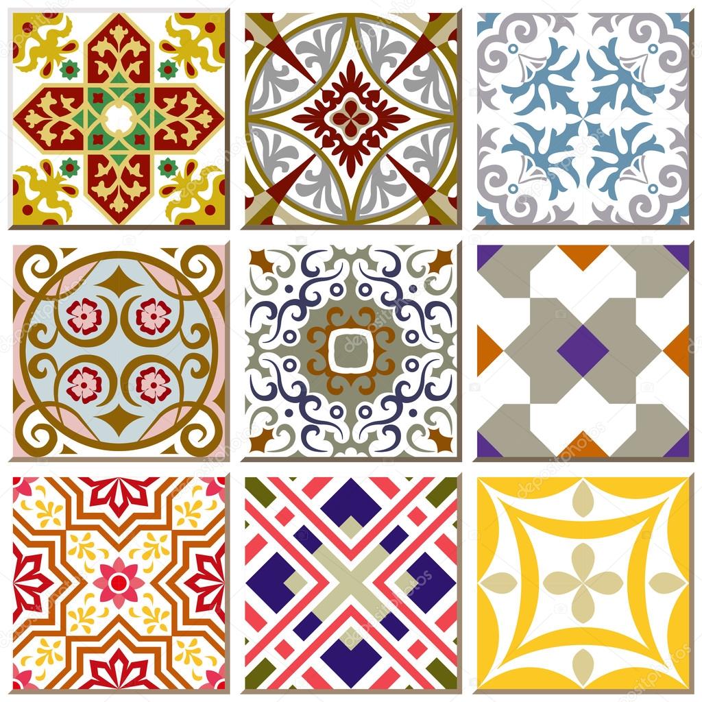 Vintage Retro Ceramic Tile Pattern Set Collection 005 Stock Vector Antique Retro Ceramic Tile Pattern Set Collection Can Be Used For Wallpaper Web Page Background Surface Textures