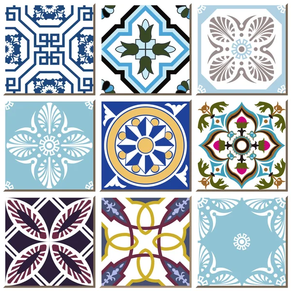Vintage retro ceramic tile pattern set collection 018