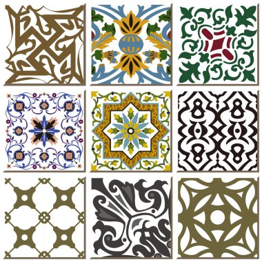 Vintage retro ceramic tile pattern set collection 023
