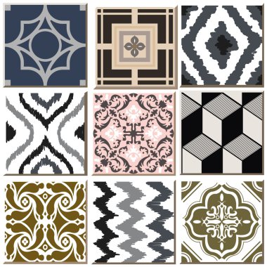 Vintage retro ceramic tile pattern set collection 029