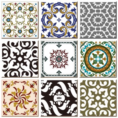 Vintage retro ceramic tile pattern set collection 029