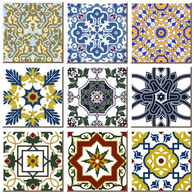 Vintage retro ceramic tile pattern set collection 029