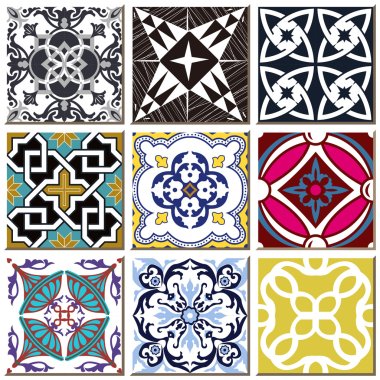 Vintage retro ceramic tile pattern set collection 029