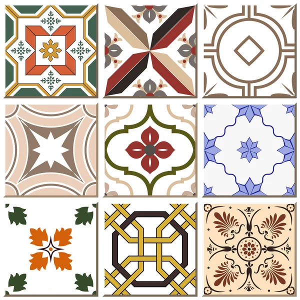 Vintage retro ceramic tile pattern set collection 021