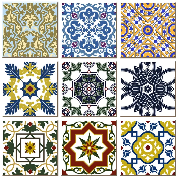 Vintage retro ceramic tile pattern set collection 029 — Stock vektor