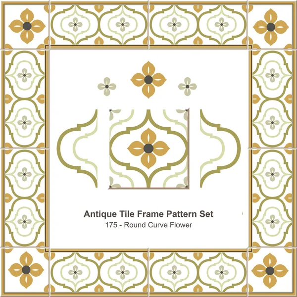 Antique tile frame pattern set_175 Round Curve Flower Stock Image