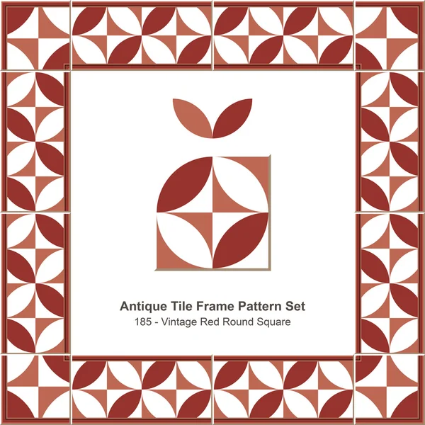Antique tile frame pattern set_185 Vintage Red Round Square — Stock Vector